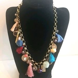 LOFT Multi Mix Charm Tassel Necklace